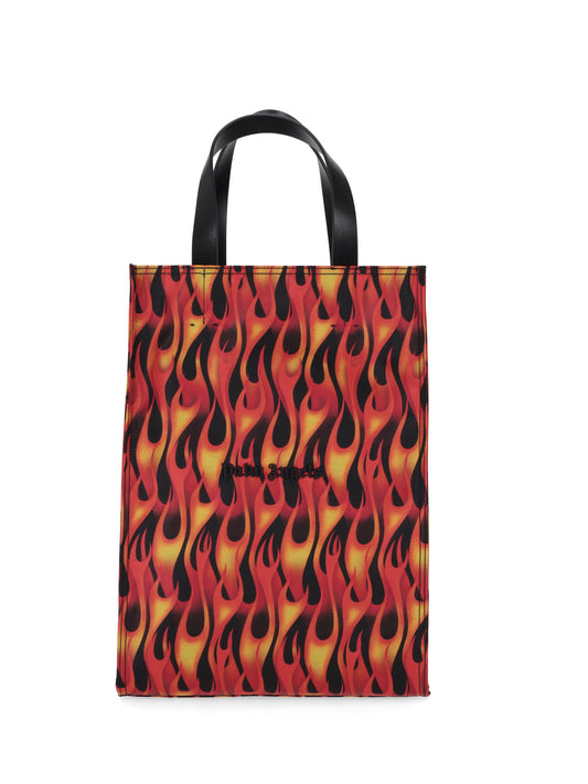 CLASSIC LOGO FLAMES TOTE BAG RED-YELLOW/