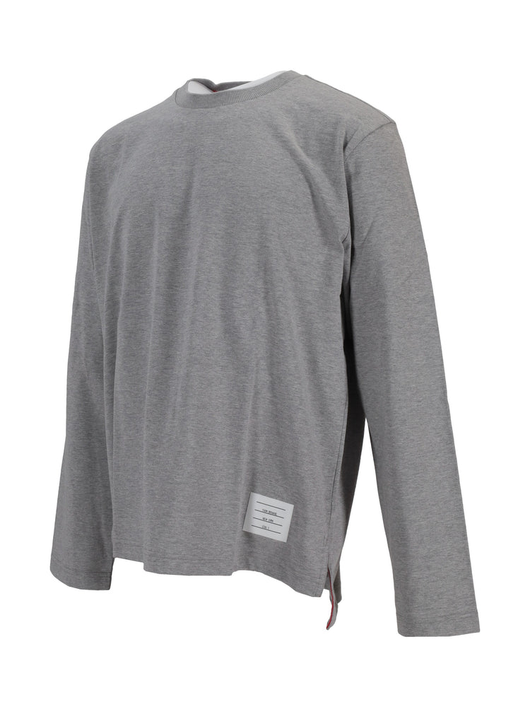 OVERSIZED LONG SLEEVE TEE W/ RWB KNIT TRIM IN MEDIUM WEIGHT JERSEY
