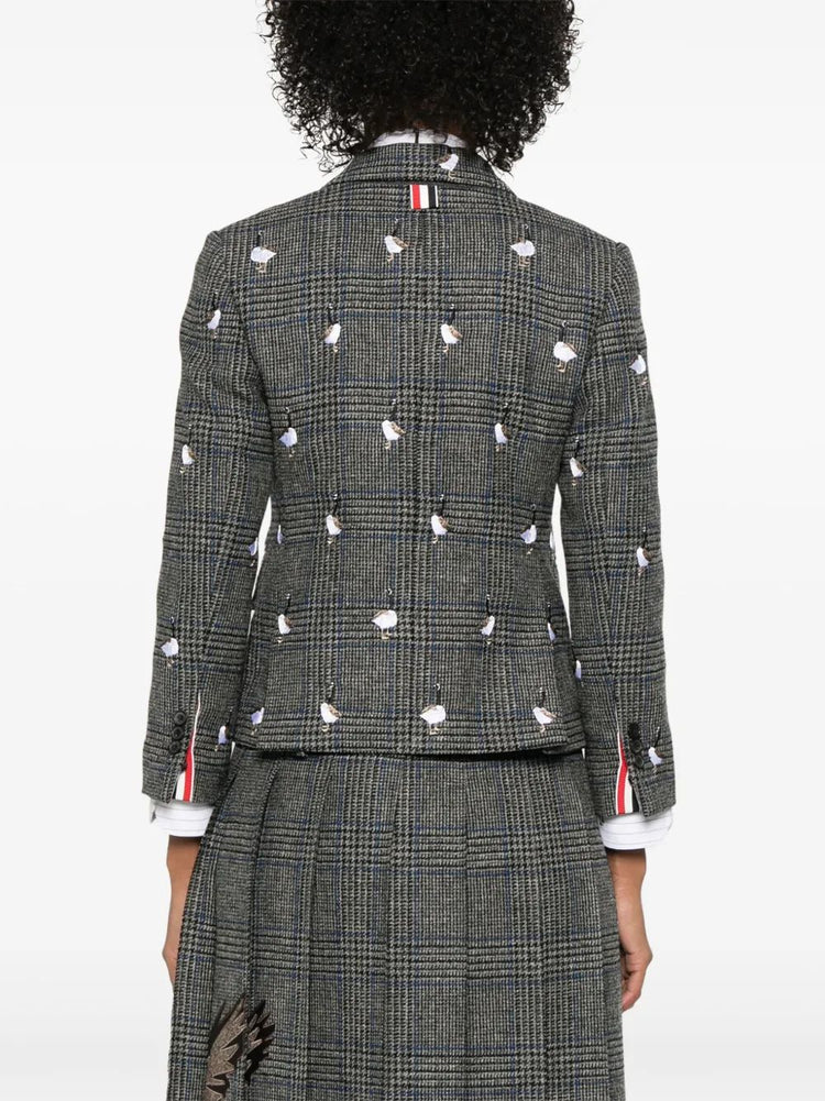 FIT 3 - HIGH ARMHOLE SPORTCOAT W/ HALF DROP SATIN STITCH GOOSE IN PRINCE OF WALES HUNTING TWEED