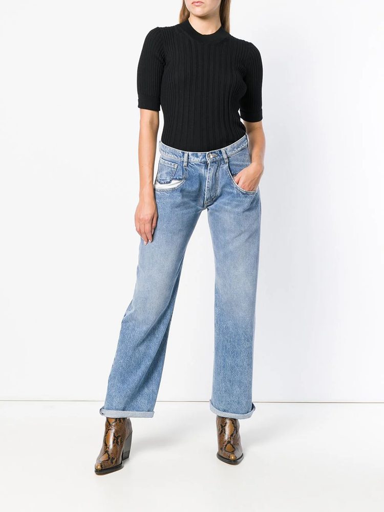 contrast-pocket straight-leg jeans