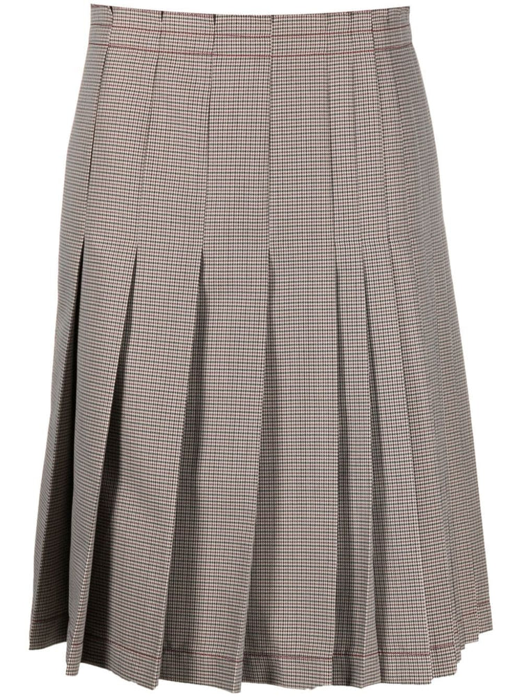 MARNI check-print pleated midi skirt