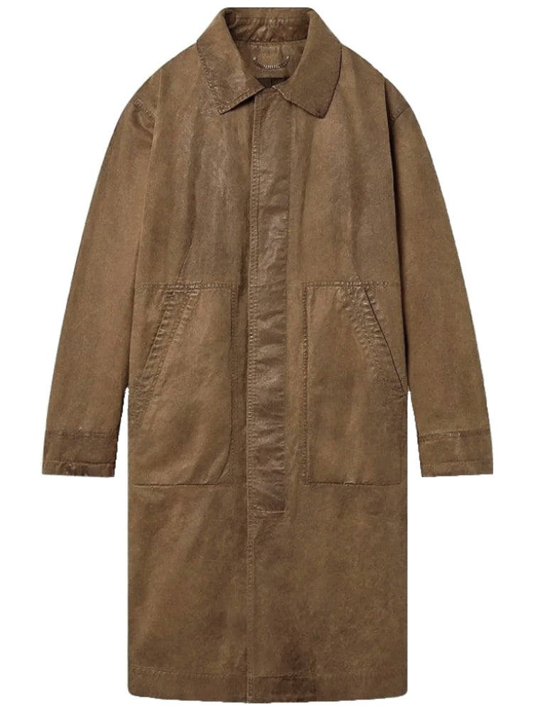 JOURNEY UNISEX TRENCH COAT  PHIL WAXED TWILL LEATHER DATAILS