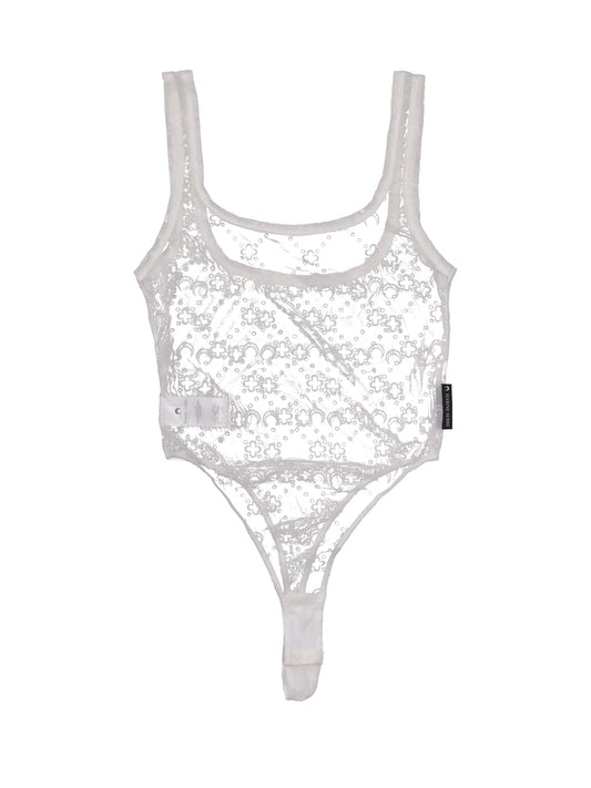 MOONOGRAM MESH FLOCK SQUARENECK BODYSUIT