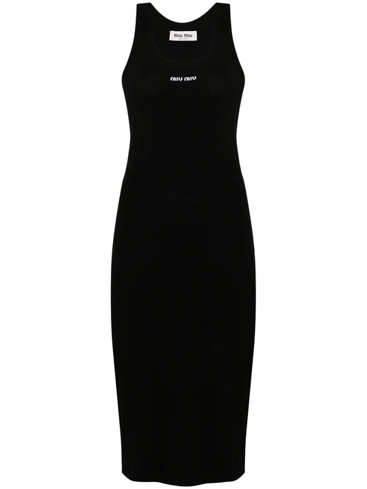 embroidered-logo midi dress