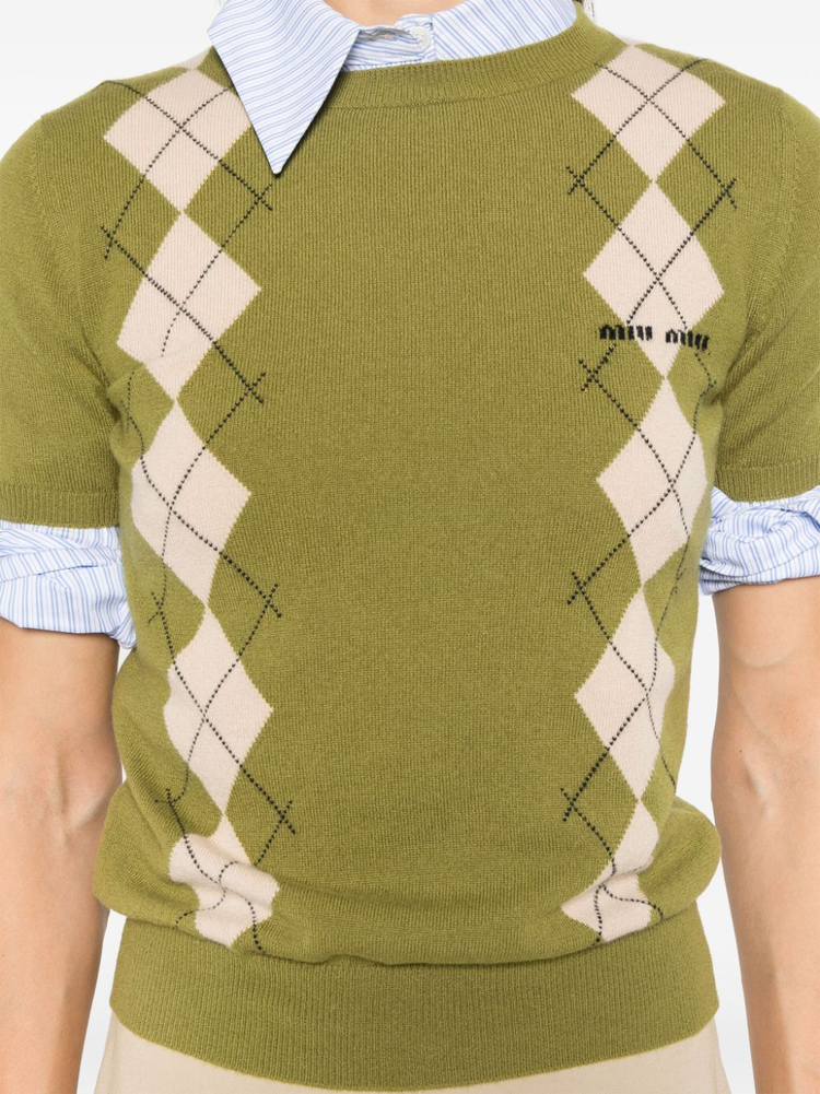 argyle-intarsia top