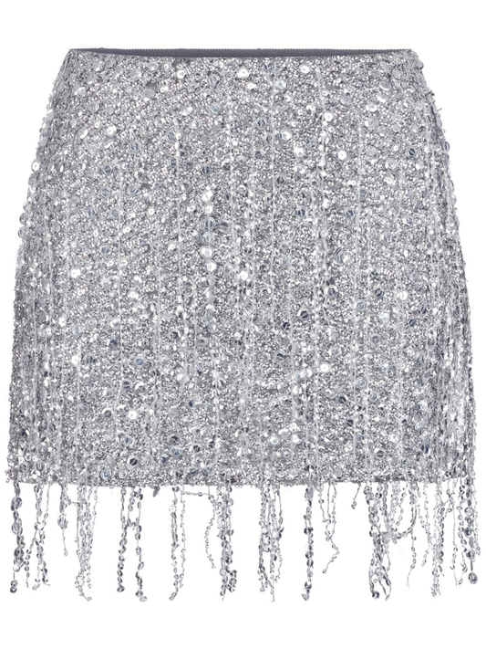 embroidered sequin mini skirt