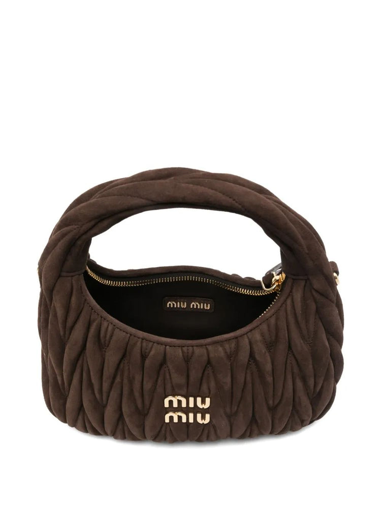 Wander matelassé suede hobo bag