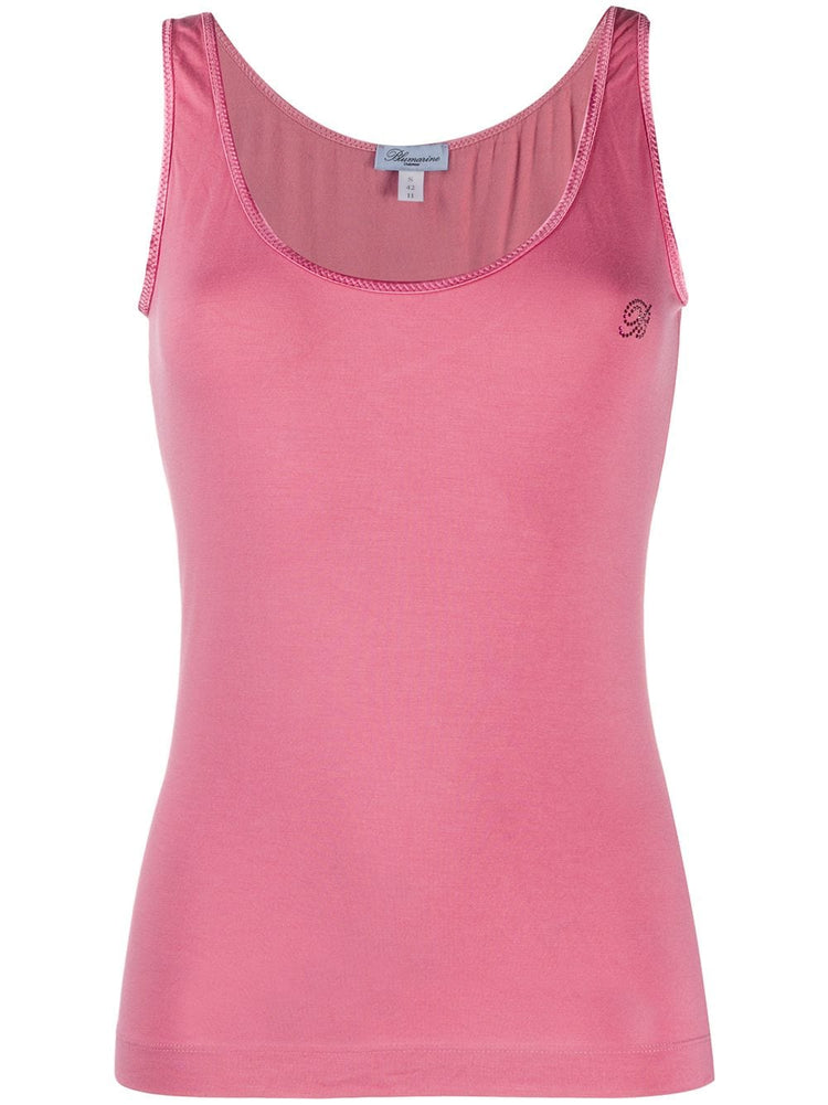 BLUMARINE y2k studded logo sleeveless top