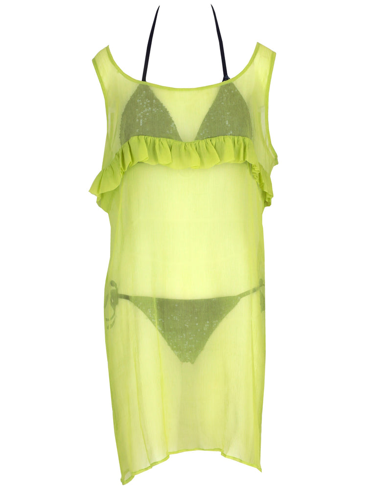 LA ROSE green silk long dress with rouches