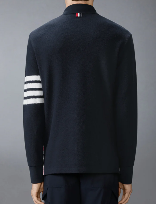 LONG SLEEVE POLO IN TEXTURED PIQUE W/ ENG 4 BAR