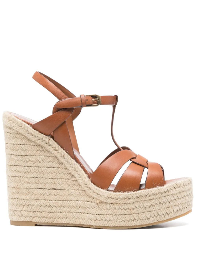 LEATHER WOMEN SHOES ESPADRILLES WEDGE RUBBER SOLE