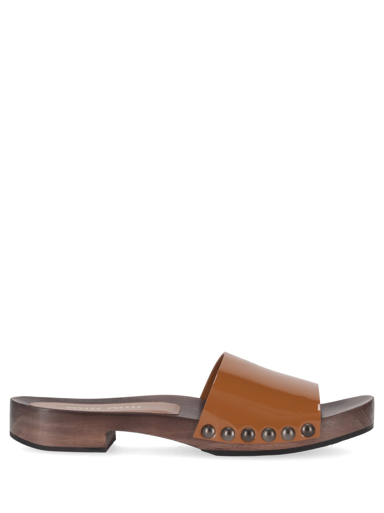 patent leather clogs