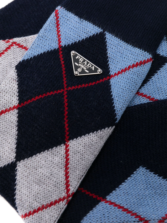 argyle-check crew socks