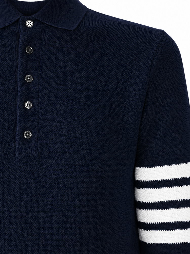 LONG SLEEVE POLO IN TEXTURED PIQUE W/ ENG 4 BAR