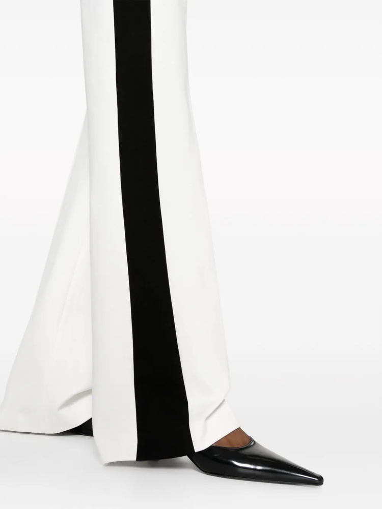 contrasting-trim wide-leg trousers