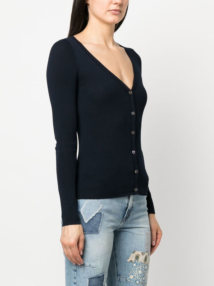 ribbed cotton-blend cardigan