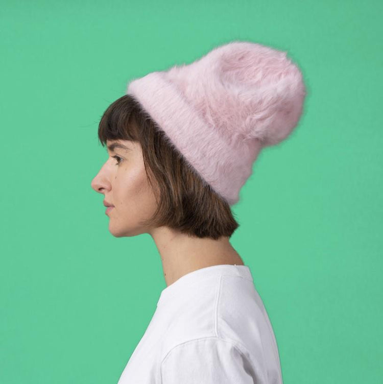 LA ROSE Angora Beanie WHITE