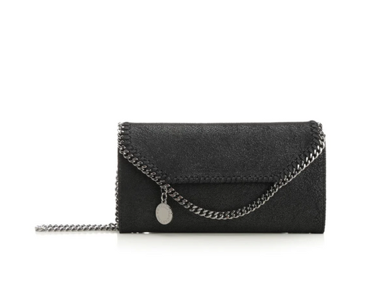 FALABELLA CONTINENTAL WALLET WITH CHAIN ECO SHAGGY DEER W/RUTHENIUM CHAIN