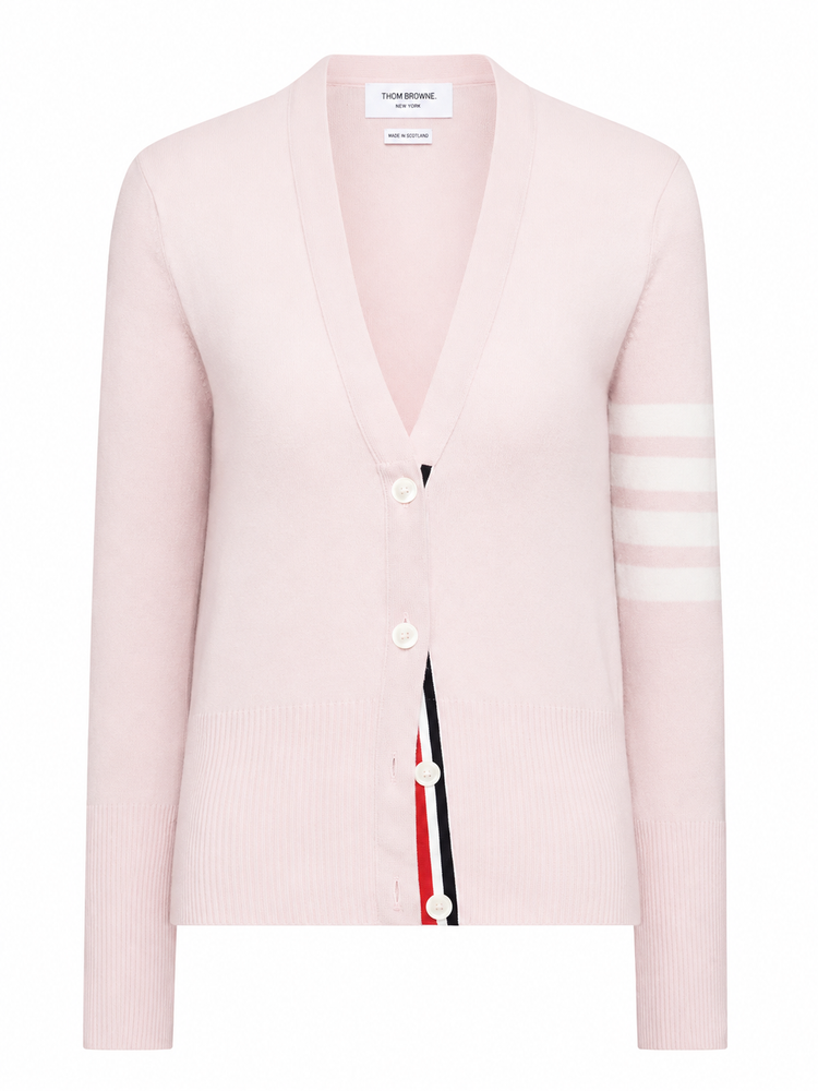 CLASSIC V-NECK CARDIGAN W/ 4 BAR IN CASHMERE