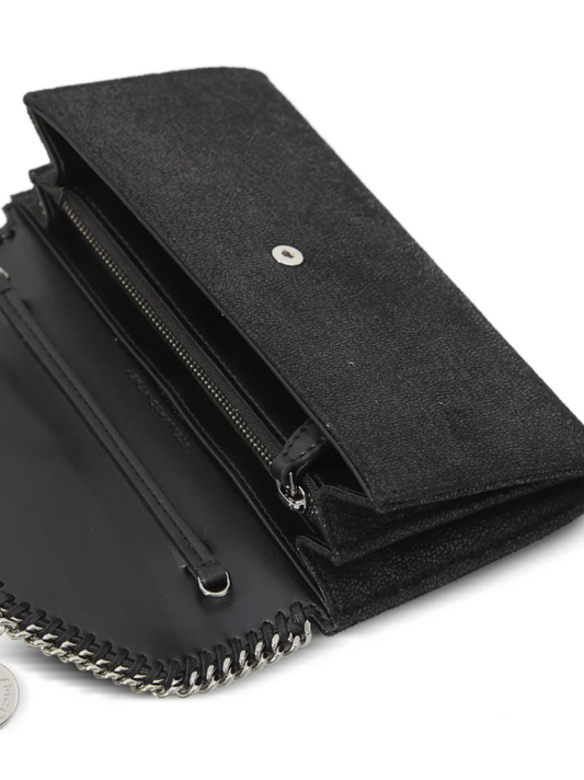 FALABELLA CONTINENTAL WALLET WITH CHAIN ECO SHAGGY DEER W/RUTHENIUM CHAIN