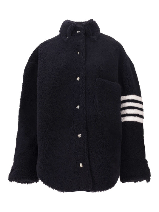 SUPERSIZED SHIRT JACKET W/ 4 BAR IN DYED SHEARLING