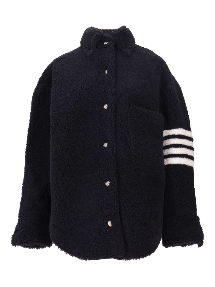 SUPERSIZED SHIRT JACKET W/ 4 BAR IN DYED SHEARLING