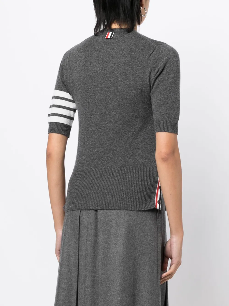 signature 4-Bar stripe short-sleeve cashmere top