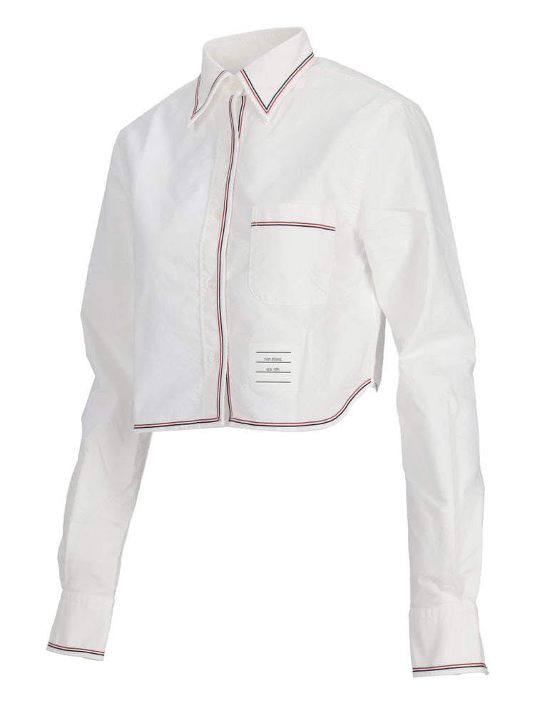 LONG SLEEVE CLASSIC CROPPED POINT COLLAR SHIRT W/ RWB GG FRAMING IN OXFORD