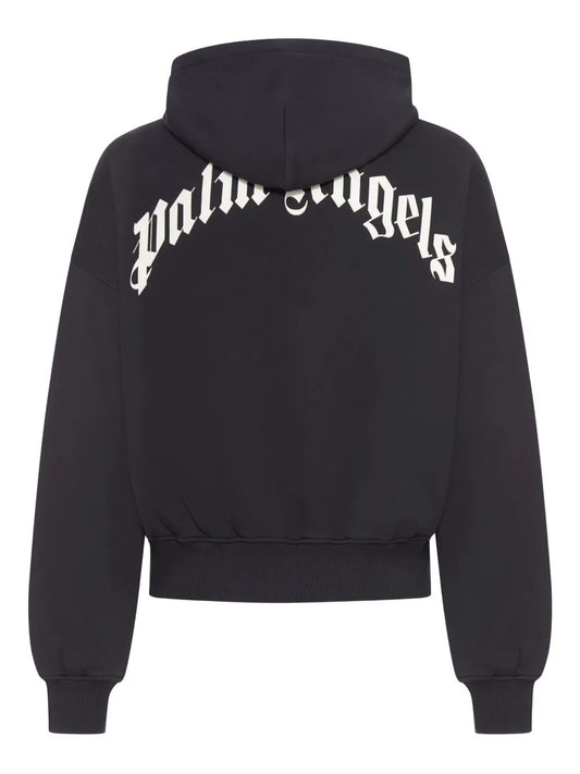 BACK CURVED LOGO LOOSE HOODY BLACK - OFF