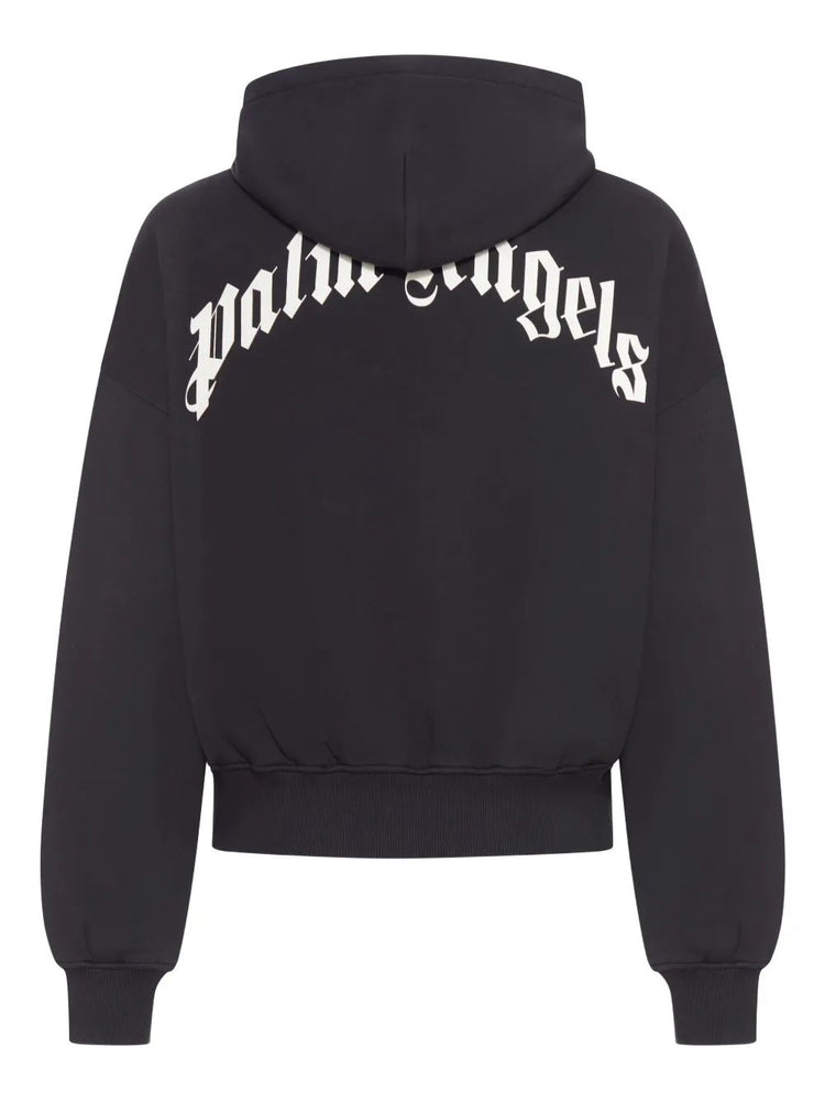 BACK CURVED LOGO LOOSE HOODY BLACK - OFF