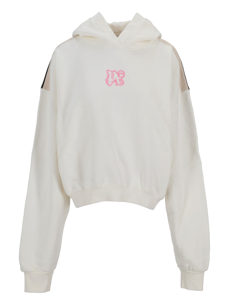 CLASSIC LOGO NEON CROP HOODY OFF WHITE -