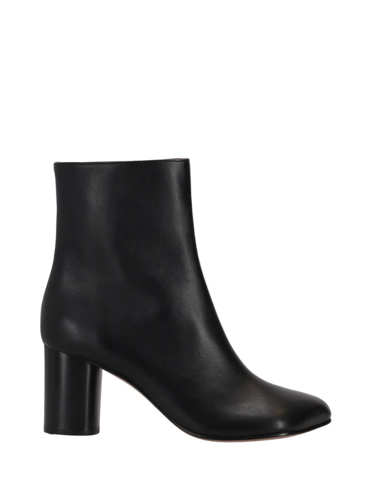 OBLIQUA BLOCK HEEL BOOTIES - Calfskin