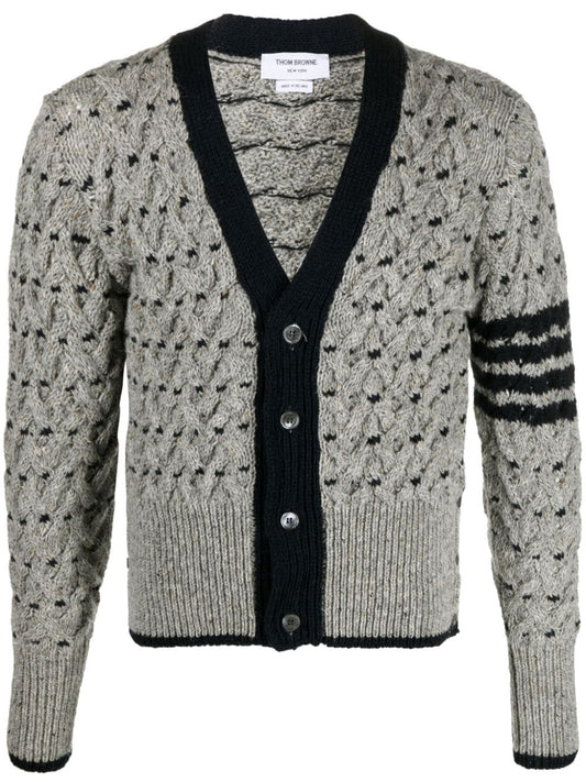 4-Bar Stripes cable-knit cardigan