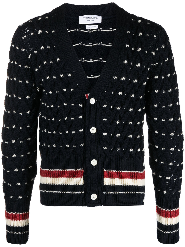 RWB stripe cable-knit cardigan