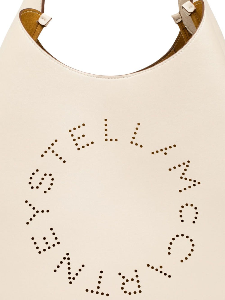 logo-perforated faux-leather tote bag