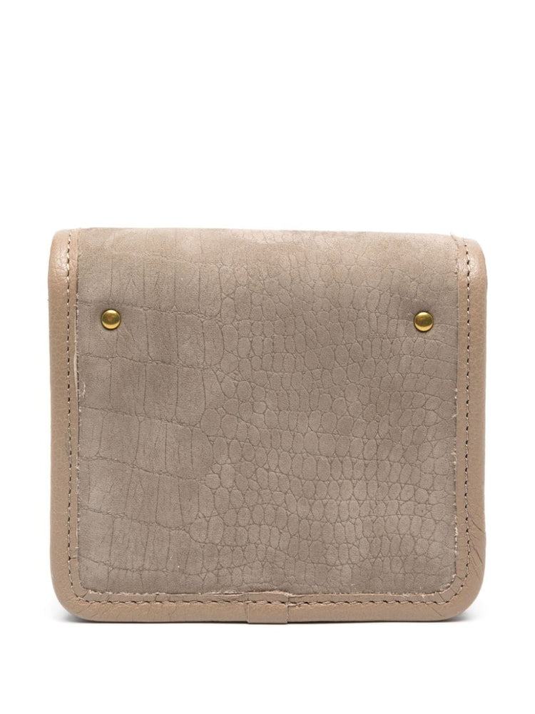 croc-embossed suede wallet