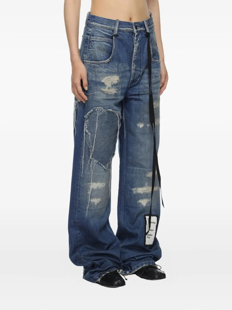 CLAIRE 5-POCKETS COMFORT TROUSERS DISTRESSED BLUE