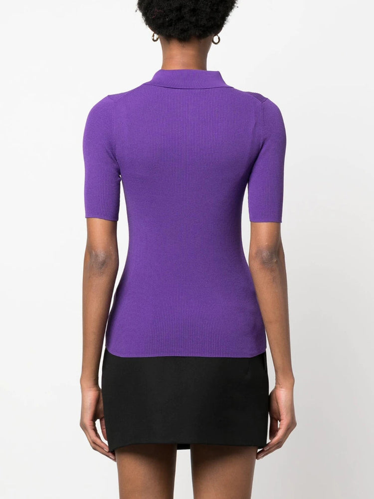 PAROSH polo-collar knitted top