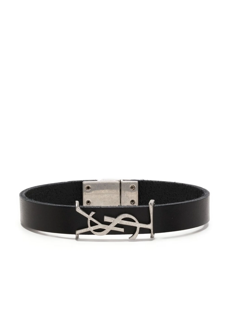 YSL leather logo-plaque bracelet