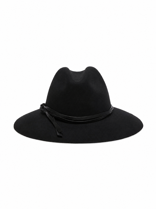 GOLDEN FEDORA HAT FELT WITH LEATHER BELT