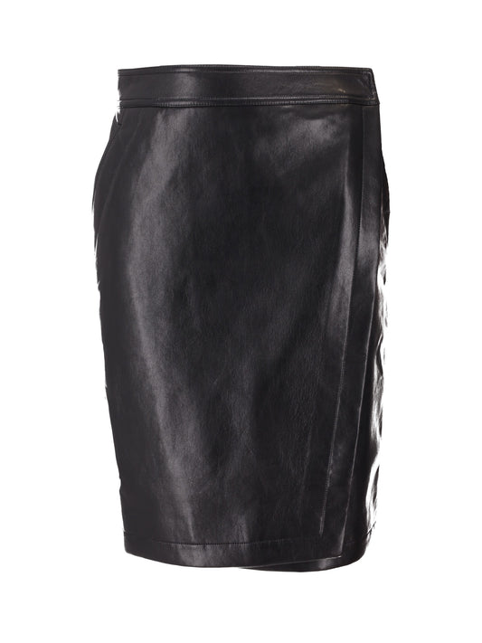 ALANIS SKIRT - BLACK RECYCLED LEATHER