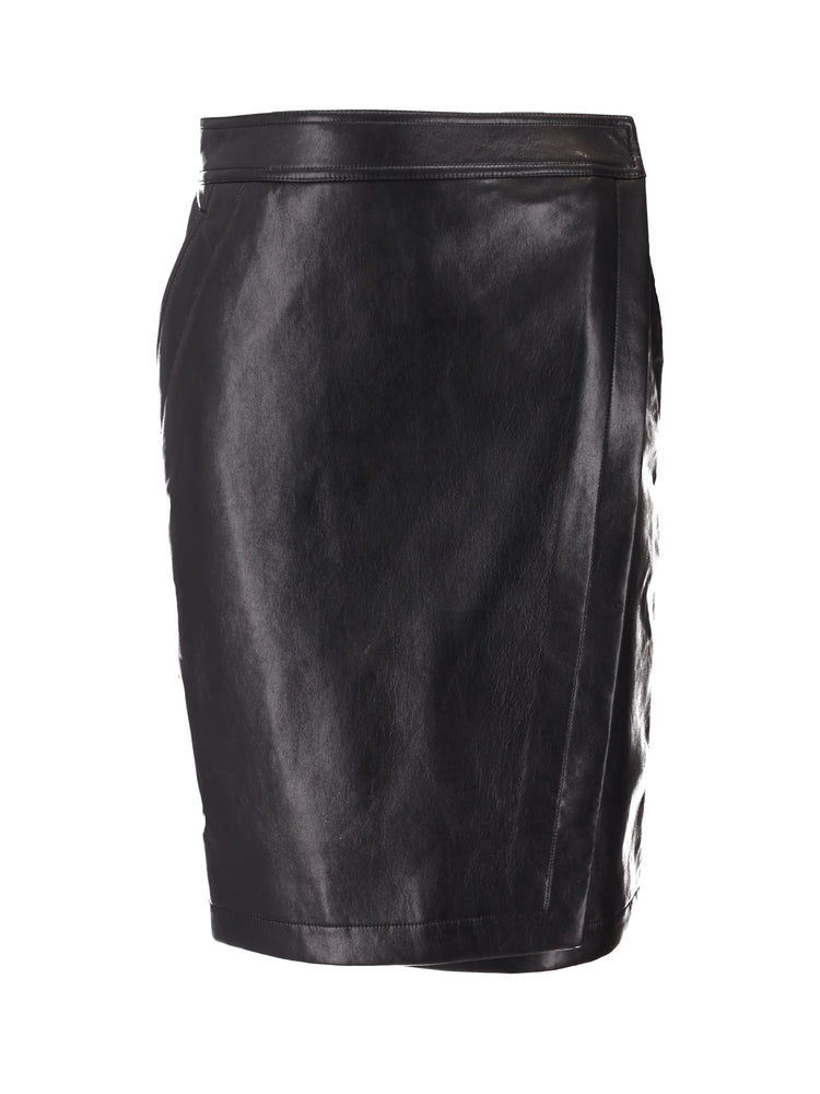 ALANIS SKIRT - BLACK RECYCLED LEATHER