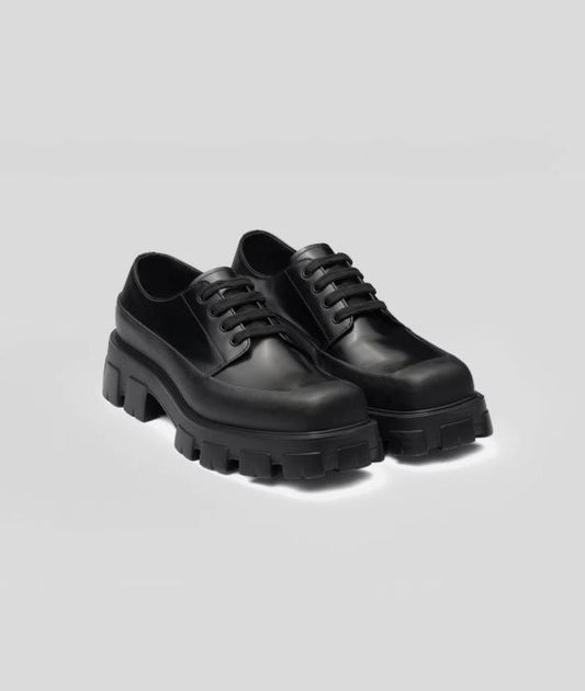 Prada Monolith Brushed Leather Lace Up