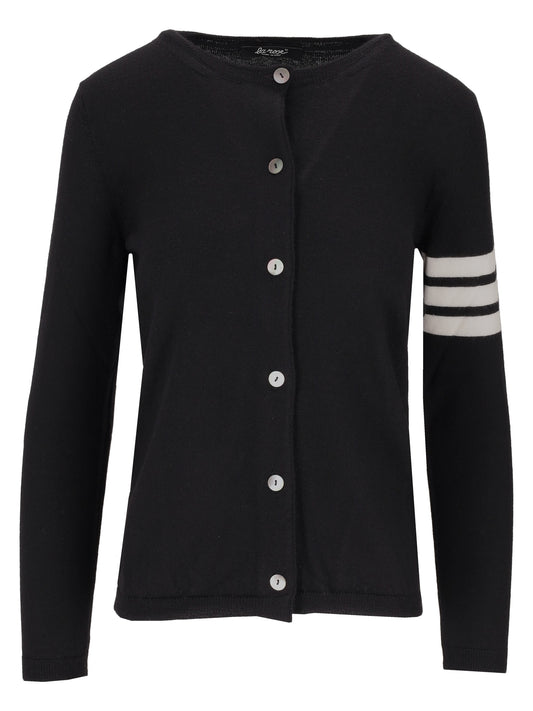LA ROSE black cardigan white stripes