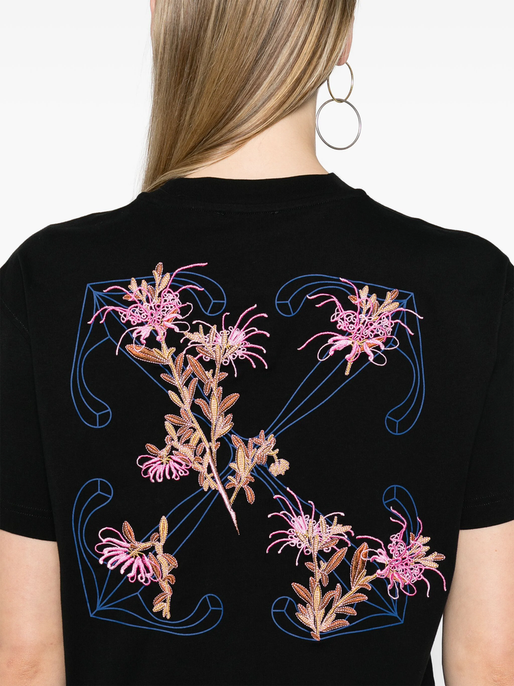 Arrows-embroidered cotton T-shirt