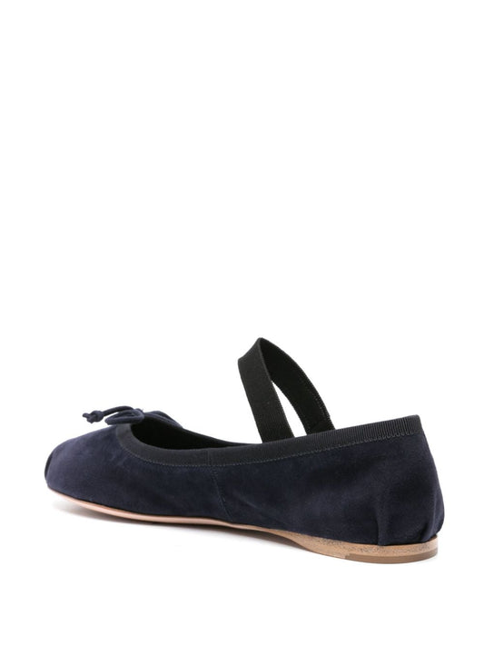 bow-detail suede ballerina shoes