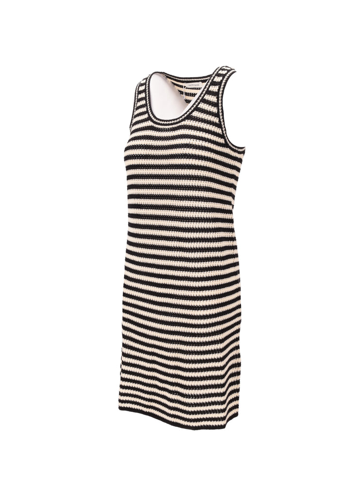 ARIE DRESS - BLACK AND IVORY STRIPE