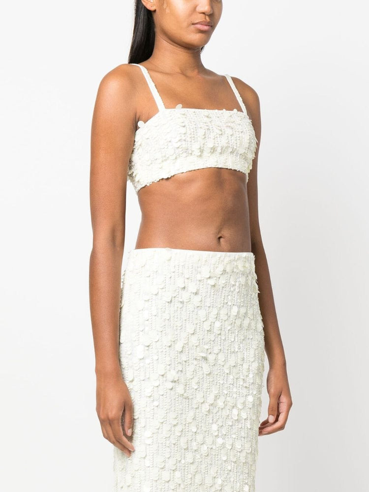 PAROSH sequin-embellished crop top