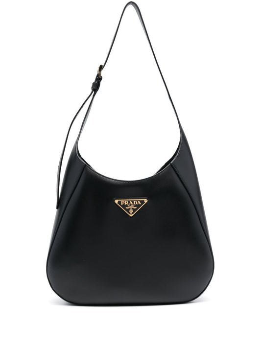 triangle-logo leather shoulder bag