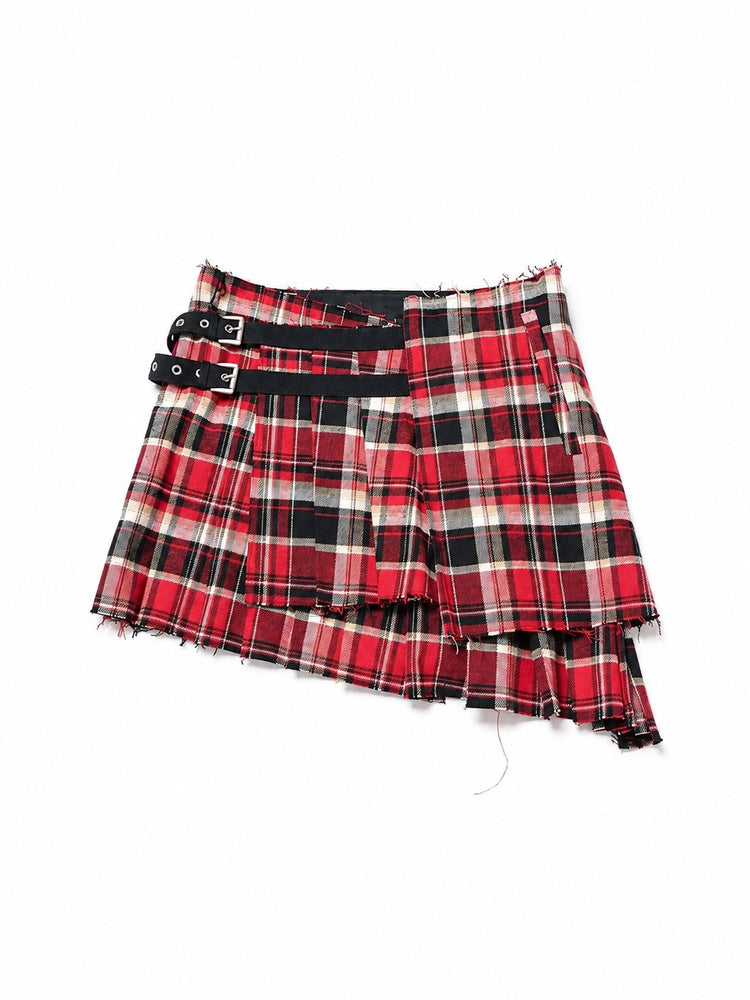 TABEA MINI WRAP KILT SKIRT HEAVY CHECK FLANNEL